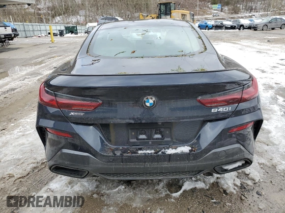 2023 BMW 8 Series 840i with VIN WBAAE4C03PCM06630, listed as a Copart auction lot 46220785 with 0 mi miles and Salvage Title. Bid and sale history available at carsss.com. Image 6.