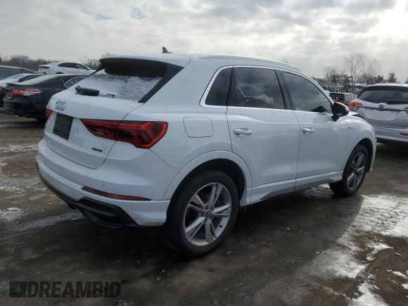 2020 Audi Q3 S line Premium with VIN WA1DECF31L1125362, listed as a Copart auction lot 42122605 with 39,407 mi miles and Salvage Title. Bid and sale history available at carsss.com. Image 3.