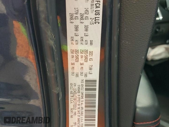 2015 Dodge Durango R/T with VIN 1C4SDJCT8FC772312, listed as a Copart auction lot 56235075 with 61,813 mi miles and Salvage title. Bid and sale history available at DreamBid. Image 14.