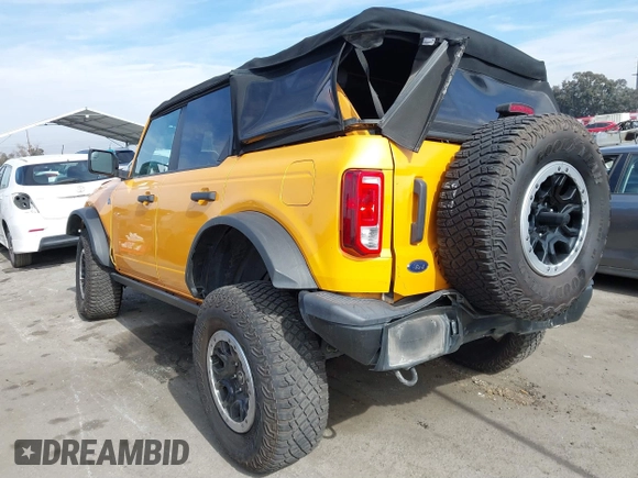 2022 Ford Bronco with VIN 1FMEE5DH6NLB14350, listed as a IAAI auction lot 41486823 with 27,587 mi miles and . Bid and sale history available at DreamBid. Image 3.