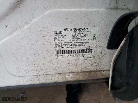 2017 Ford Edge Titanium with VIN 2FMPK3K83HBC63084, listed as a Copart auction lot 42919925 with 175,926 mi miles and Salvage Title. Bid and sale history available at carsss.com. Image 13.
