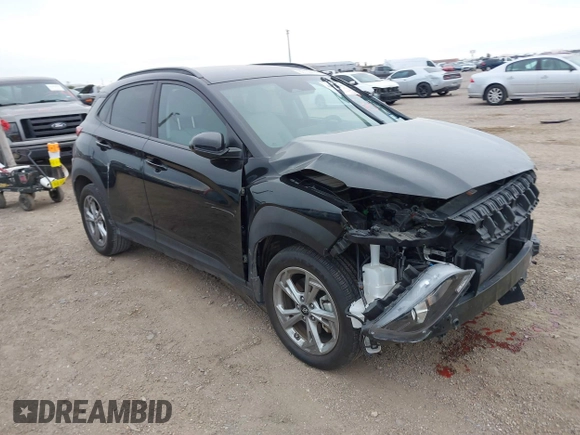 2023 Hyundai Kona SEL with VIN KM8K6CAB1PU045312, listed as a IAAI auction lot 41298596 with 7,767 mi miles. Bid and sale history available at carsss.com. Image 1.