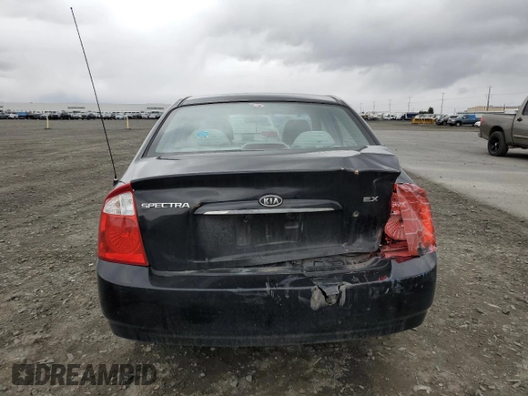 2006 Kia Spectra EX with VIN KNAFE121765363296, listed as a Copart auction lot 48929955 with 174,666 mi miles and Salvage Title. Bid and sale history available at carsss.com. Image 6.
