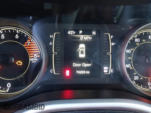 2018 Jeep Cherokee Latitude Plus with VIN 1C4PJLLX4JD584841, listed as a IAAI auction lot 41748249 with 74,203 mi miles. Bid and sale history available at carsss.com. Image 7.