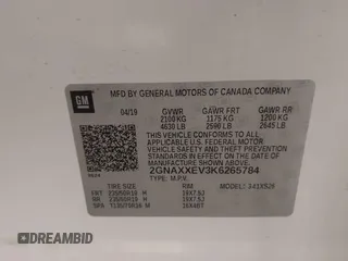 2019 Chevrolet Equinox Premier with VIN 2GNAXXEV3K6265784, listed as a IAAI auction lot 42084939 with 65,933 mi miles and . Bid and sale history available at DreamBid. Image 9.