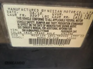 2012 Nissan Sentra S z VIN 3N1AB6AP0CL777849, wystawiony jako Copart lot #65774725 z przebiegiem 208 760 mil mil oraz Szkoda całkowita • Salvage title. Historia ofert i sprzedaży dostępna na DreamBid. Obrazek 12.