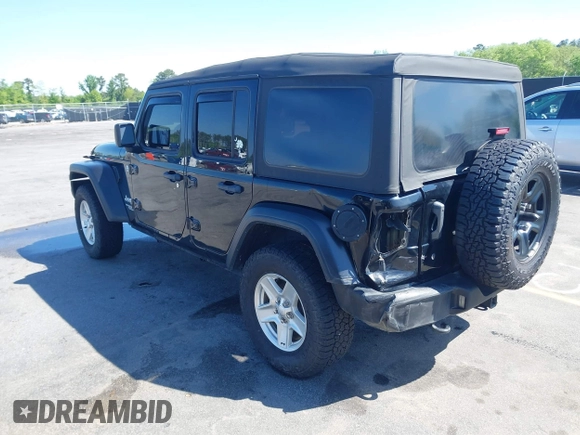 2018 Jeep Wrangler Unlimited Sport with VIN 1C4HJXDN3JW198375, listed as a IAAI auction lot 41965568 with 106,418 mi miles and . Bid and sale history available at DreamBid. Image 3.