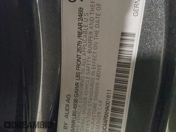 2017 Audi S5 z VIN WAUC4AFRXHA001611, wystawiony jako Copart lot #44521914 z przebiegiem 85 913 mil mil oraz . Historia ofert i sprzedaży dostępna na DreamBid. Obrazek 12.