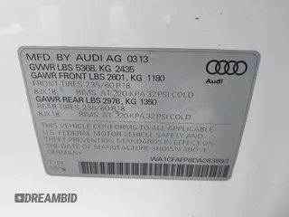 2013 Audi Q5 Premium with VIN WA1CFAFP8DA083693, listed as a IAAI auction lot 42129204 with 120,884 mi miles. Bid and sale history available at carsss.com. Image 9.