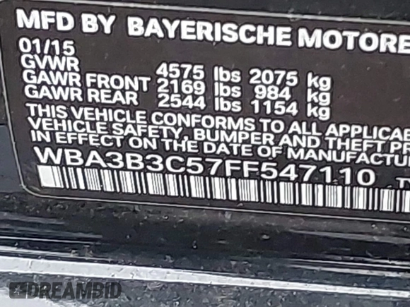 2015 BMW 3 Series 328i xDrive with VIN WBA3B3C57FF547110, listed as a IAAI auction lot 41870141 with 49,412 mi miles and . Bid and sale history available at carsss.com. Image 9.