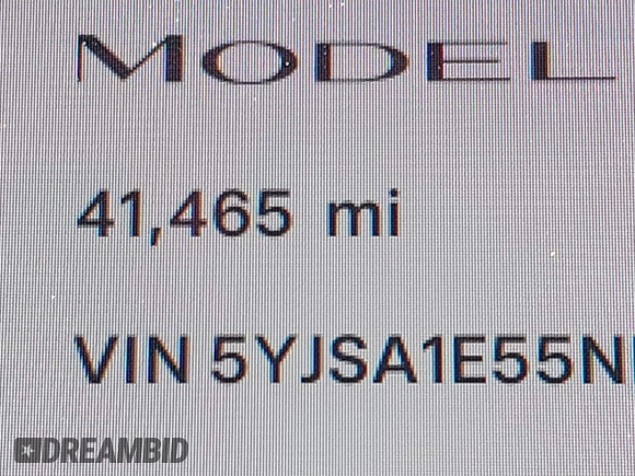 2022 Tesla Model S с VIN 5YJSA1E55NF486538, выставлен на аукционе IAAI как лот 42660966 с пробегом 41 465 миль миль и . История ставок и продаж доступна на DreamBid. Изображение 15.