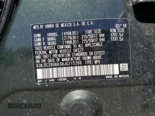 2018 Honda HR-V LX with VIN 3CZRU6H38JG715399, listed as a Copart auction lot 54765465 with 122,297 mi miles and Non Repairable. Bid and sale history available at carsss.com. Image 13.