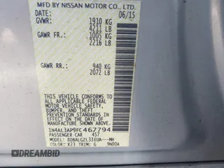 2015 Nissan Altima S with VIN 1N4AL3AP9FC467794, listed as a IAAI auction lot 41938612 with 131,099 mi miles and . Bid and sale history available at DreamBid. Image 9.