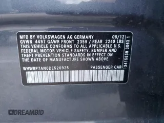 2013 Volkswagen CC Sport with VIN WVWBP7AN6DE526925, listed as a Copart auction lot 76425074 with 93,689 mi miles and Salvage Title. Bid and sale history available at carsss.com. Image 12.