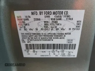 2007 Ford Escape XLT with VIN 1FMYU03Z57KB52674, listed as a Copart auction lot 86279364 with 190,802 mi miles and Salvage Title. Bid and sale history available at carsss.com. Image 13.