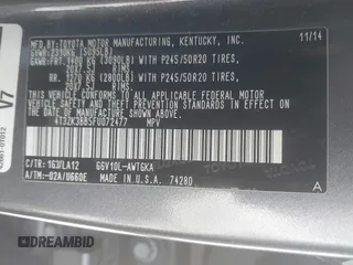 2015 Toyota Venza XLE with VIN 4T3ZK3BB5FU072477, listed as a IAAI auction lot 41837044 with 172,719 mi miles and . Bid and sale history available at DreamBid. Image 9.