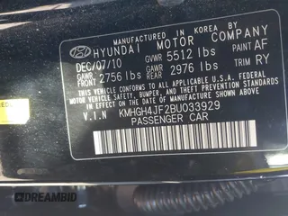 2011 Hyundai Equus Signature with VIN KMHGH4JF2BU033929, listed as a IAAI auction lot 41415879 with 149,149 mi miles and . Bid and sale history available at DreamBid. Image 9.