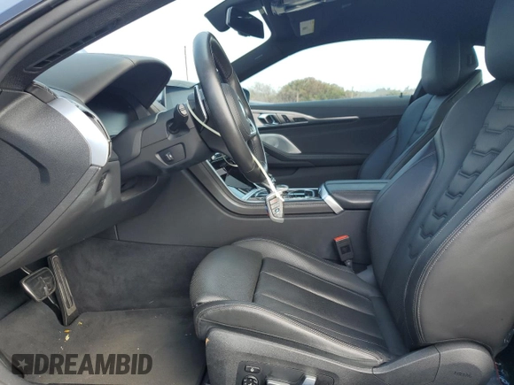 2019 BMW 8 Series M850i xDrive with VIN WBABC4C54KBU95807, listed as a Copart auction lot 45245555 with 33,201 mi miles and Salvage Title. Bid and sale history available at carsss.com. Image 7.