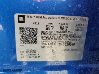 2019 Chevrolet Equinox LS with VIN 3GNAXHEV1KS626646, listed as a Copart auction lot 52212195 with 98,938 mi miles and Salvage Title. Bid and sale history available at carsss.com. Image 13.