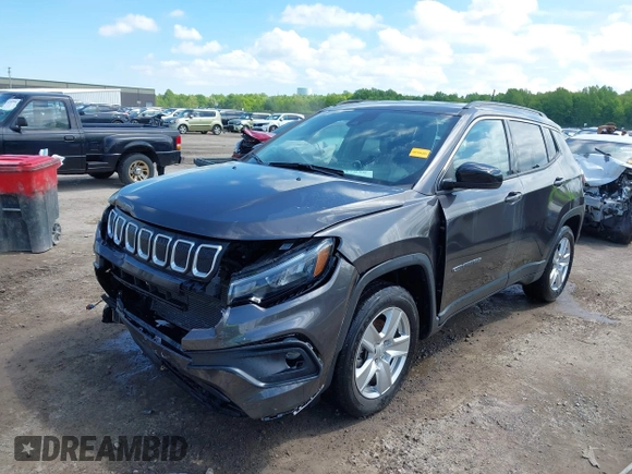 2022 Jeep Compass Latitude with VIN 3C4NJCBB5NT103444, listed as a IAAI auction lot 42237820 with 19,159 mi miles and . Bid and sale history available at DreamBid. Image 2.