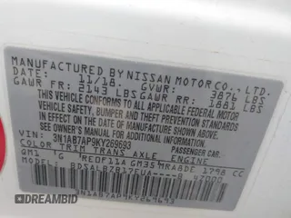 2019 Nissan Sentra SV with VIN 3N1AB7AP9KY269693, listed as a IAAI auction lot 42091283 with 45,492 mi miles and . Bid and sale history available at DreamBid. Image 9.