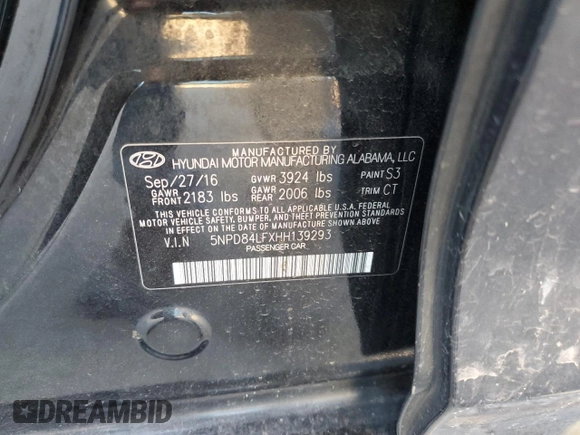 2017 Hyundai Elantra Limited with VIN 5NPD84LFXHH139293, listed as a Copart auction lot 49239355 with 113,318 mi miles and Salvage Title. Bid and sale history available at DreamBid. Image 12.