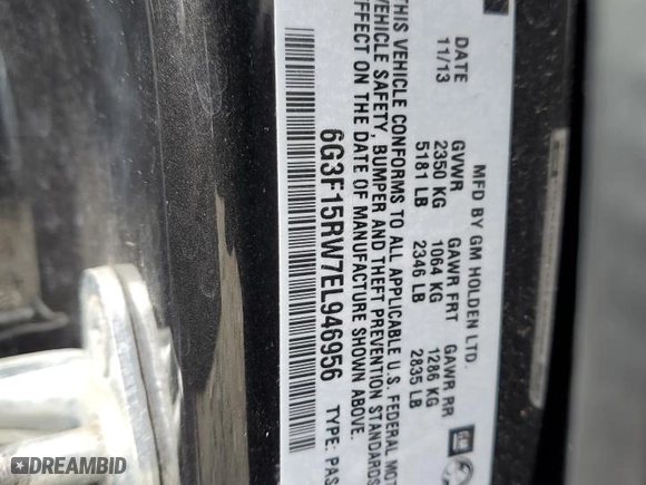 2014 Chevrolet SS with VIN 6G3F15RW7EL946956, listed as a Copart auction lot 52356525 with 0 mi miles and Salvage Title. Bid and sale history available at carsss.com. Image 13.