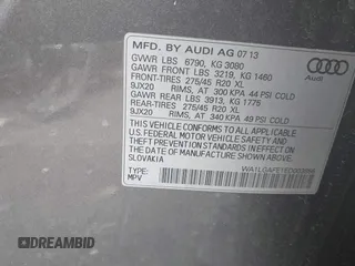 2014 Audi Q7 Premium Plus with VIN WA1LGAFE1ED003856, listed as a IAAI auction lot 42183101 with 91,696 mi miles and . Bid and sale history available at DreamBid. Image 9.
