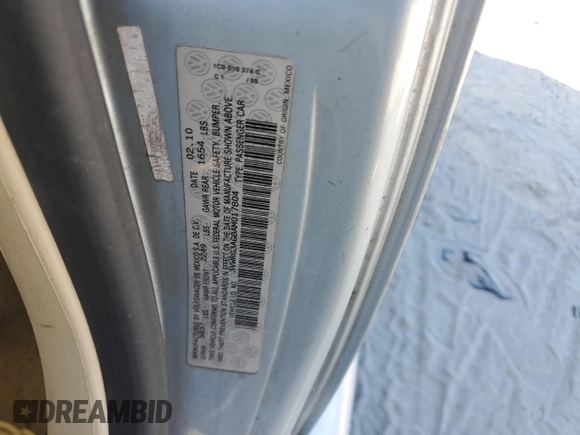 2010 Volkswagen Beetle with VIN 3VWRG3AG8AM017804, listed as a Copart auction lot 76445114 with 114,263 mi miles and Salvage title. Bid and sale history available at DreamBid. Image 12.