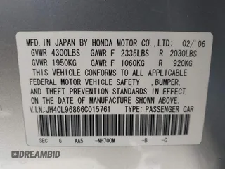 2006 Acura TSX with VIN JH4CL96866C015761, listed as a IAAI auction lot 41664239 with 144,151 mi miles and . Bid and sale history available at DreamBid. Image 9.