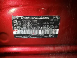 2019 Mitsubishi Outlander ES with VIN JA4AD2A30KZ012753, listed as a Copart auction lot 61459495 with 81,447 mi miles and Salvage title. Bid and sale history available at DreamBid. Image 13.