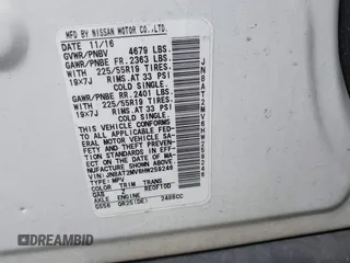 2017 Nissan Rogue S with VIN JN8AT2MV6HW259246, listed as a IAAI auction lot 39910150 with 95,224 mi miles and . Bid and sale history available at DreamBid. Image 9.