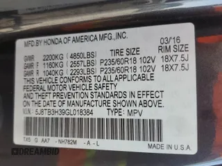 2016 Acura RDX с VIN 5J8TB3H39GL018384, выставлен на аукционе Copart как лот 53689025 с пробегом 75 339 миль миль и Списание • Salvage title. История ставок и продаж доступна на DreamBid. Изображение 14.