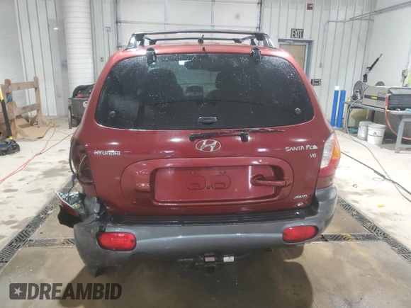 2004 Hyundai Santa Fe GLS with VIN KM8SC73D74U854582, listed as a Copart auction lot 46097685 with 0 mi miles and Salvage Title. Bid and sale history available at carsss.com. Image 6.