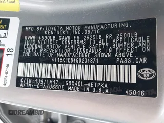 2016 Toyota Avalon Limited with VIN 4T1BK1EB4GU234871, listed as a IAAI auction lot 42131514 with 78,753 mi miles and . Bid and sale history available at DreamBid. Image 9.