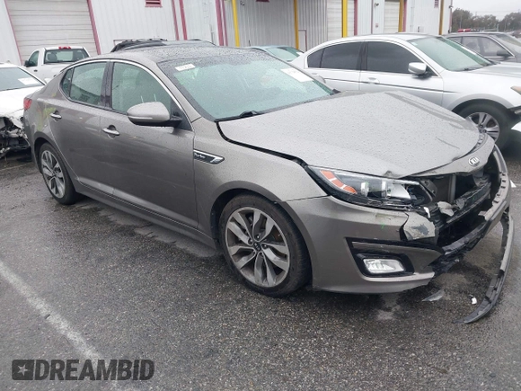 2014 Kia Optima SXL Turbo with VIN 5XXGR4A65EG342564, listed as a IAAI auction lot 41725578 with 159,937 mi miles and . Bid and sale history available at DreamBid. Image 1.