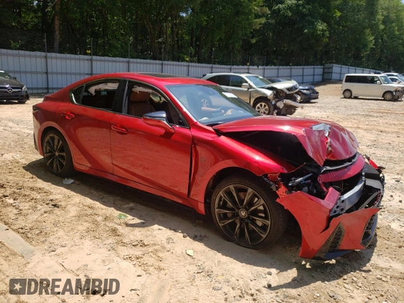 2025 Lexus IS 350 F Sport with VIN JTHBZ1B26S5084039, listed as a Copart auction lot 57502865 with 9,647 mi miles and Salvage title. Bid and sale history available at DreamBid. Image 4.