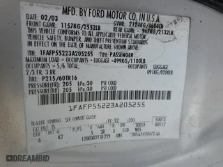 2003 Ford Taurus SES Standard with VIN 1FAFP55223A205255, listed as a Copart auction lot 49168455 with 117,834 mi miles and Salvage Title. Bid and sale history available at carsss.com. Image 13.