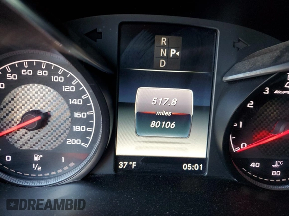 2017 Mercedes-Benz C 63 AMG with VIN 55SWF8GB3HU233221, listed as a Copart auction lot 84901404 with 80,106 mi miles and Salvage title. Bid and sale history available at DreamBid. Image 9.