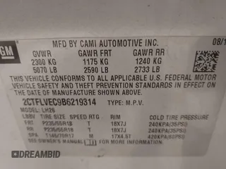 2011 GMC Terrain SLT-1 with VIN 2CTFLVEC9B6219314, listed as a IAAI auction lot 41512075 with 102,199 mi miles and . Bid and sale history available at DreamBid. Image 9.