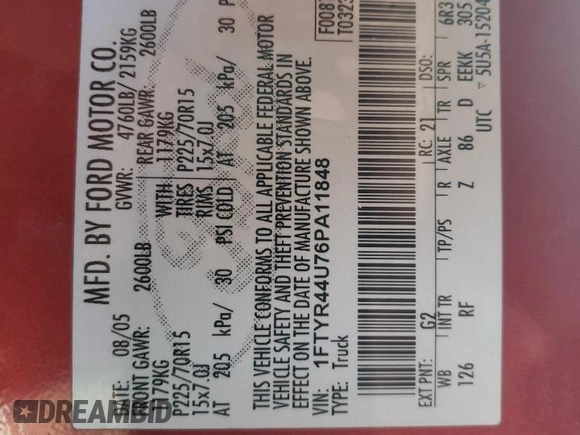 2006 Ford Ranger STX z VIN 1FTYR44U76PA11848, wystawiony jako Copart lot #42870565 z przebiegiem 144 616 mil mil oraz Szkoda całkowita • Salvage title. Historia ofert i sprzedaży dostępna na DreamBid. Obrazek 14.