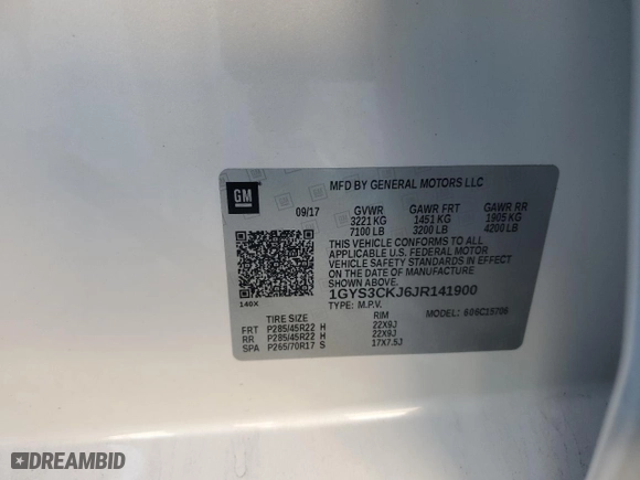 2018 Cadillac Escalade Premium Luxury with VIN 1GYS3CKJ6JR141900, listed as a Copart auction lot 87756755 with 177,663 mi miles and Salvage Title. Bid and sale history available at carsss.com. Image 15.