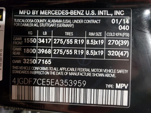2014 Mercedes-Benz GL 450 with VIN 4JGDF7CE5EA353959, listed as a Copart auction lot 62222185 with 152,386 mi miles and Clean title. Bid and sale history available at DreamBid. Image 13.