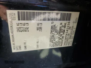 2012 Nissan Altima 2.5 S with VIN 1N4AL2AP7CN545516, listed as a Copart auction lot 47991495 with 202,800 mi miles and Salvage Title. Bid and sale history available at carsss.com. Image 12.