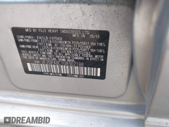 2016 Subaru Crosstrek Premium с VIN JF2GPABC1G8302188, выставлен на аукционе IAAI как лот 41802857 с пробегом 157 845 миль миль и . История ставок и продаж доступна на DreamBid. Изображение 9.