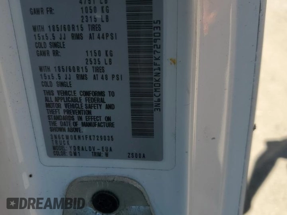 2015 Nissan NV200 S with VIN 3N6CM0KN1FK729035, listed as a Copart auction lot 48264155 with 146,200 mi miles and Salvage title. Bid and sale history available at DreamBid. Image 14.