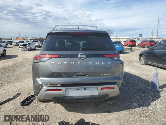 2022 Nissan Pathfinder Platinum with VIN 5N1DR3DG5NC266762, listed as a Copart auction lot 83620494 with 25,271 mi miles and Salvage title. Bid and sale history available at DreamBid. Image 6.