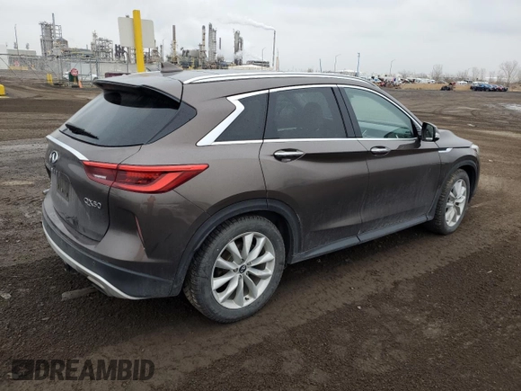 2019 Infiniti QX50 Pure with VIN 3PCAJ5M37KF108445, listed as a Copart auction lot 82199064 with 133,707 mi miles and Salvage title. Bid and sale history available at DreamBid. Image 3.