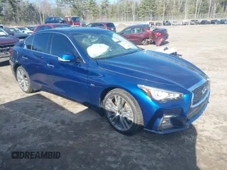 2020 Infiniti Q50 Luxe with VIN JN1EV7AR8LM250180, listed as a IAAI auction lot 41836636 with 53,627 mi miles and . Bid and sale history available at DreamBid. Image 1.