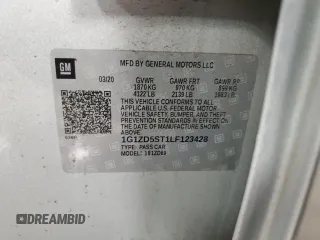 2020 Chevrolet Malibu LT with VIN 1G1ZD5ST1LF123428, listed as a Copart auction lot 44459655 with 83,336 mi miles and Salvage Title. Bid and sale history available at DreamBid. Image 12.